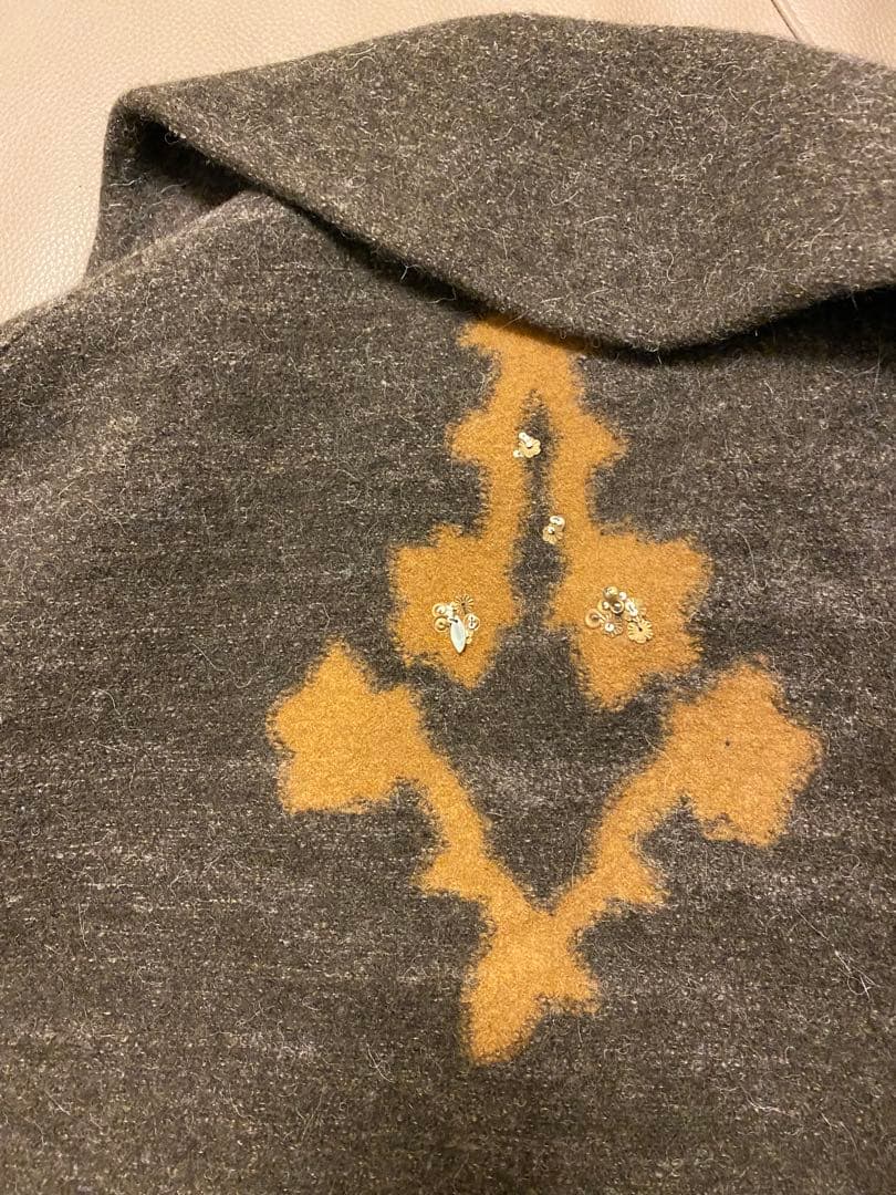 【美品】45R ビーズ刺繍 ふっくら柔らか縮絨 コート 色は1番人気ブラウン