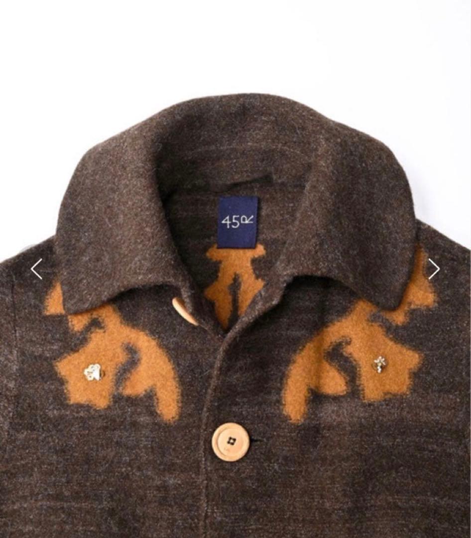 【美品】45R ビーズ刺繍 ふっくら柔らか縮絨 コート 色は1番人気ブラウン