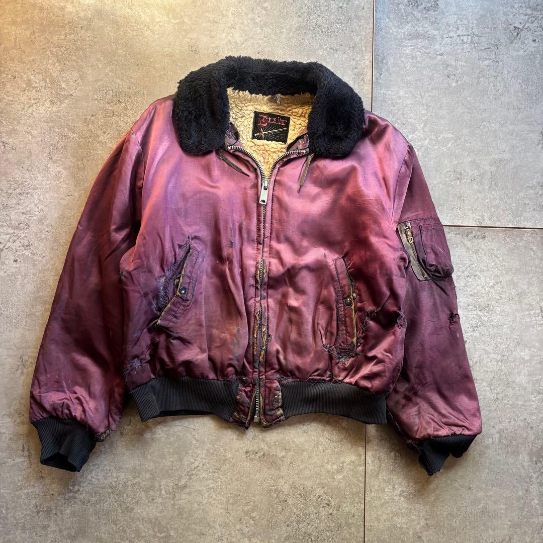 古着　50s b-15 タイプ　フライトジャケット　襤褸　茄紺