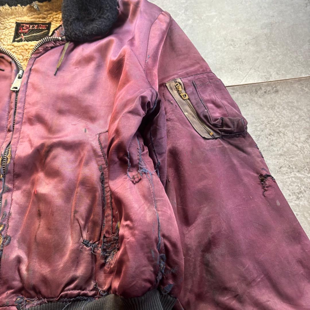 古着　50s b-15 タイプ　フライトジャケット　襤褸　茄紺
