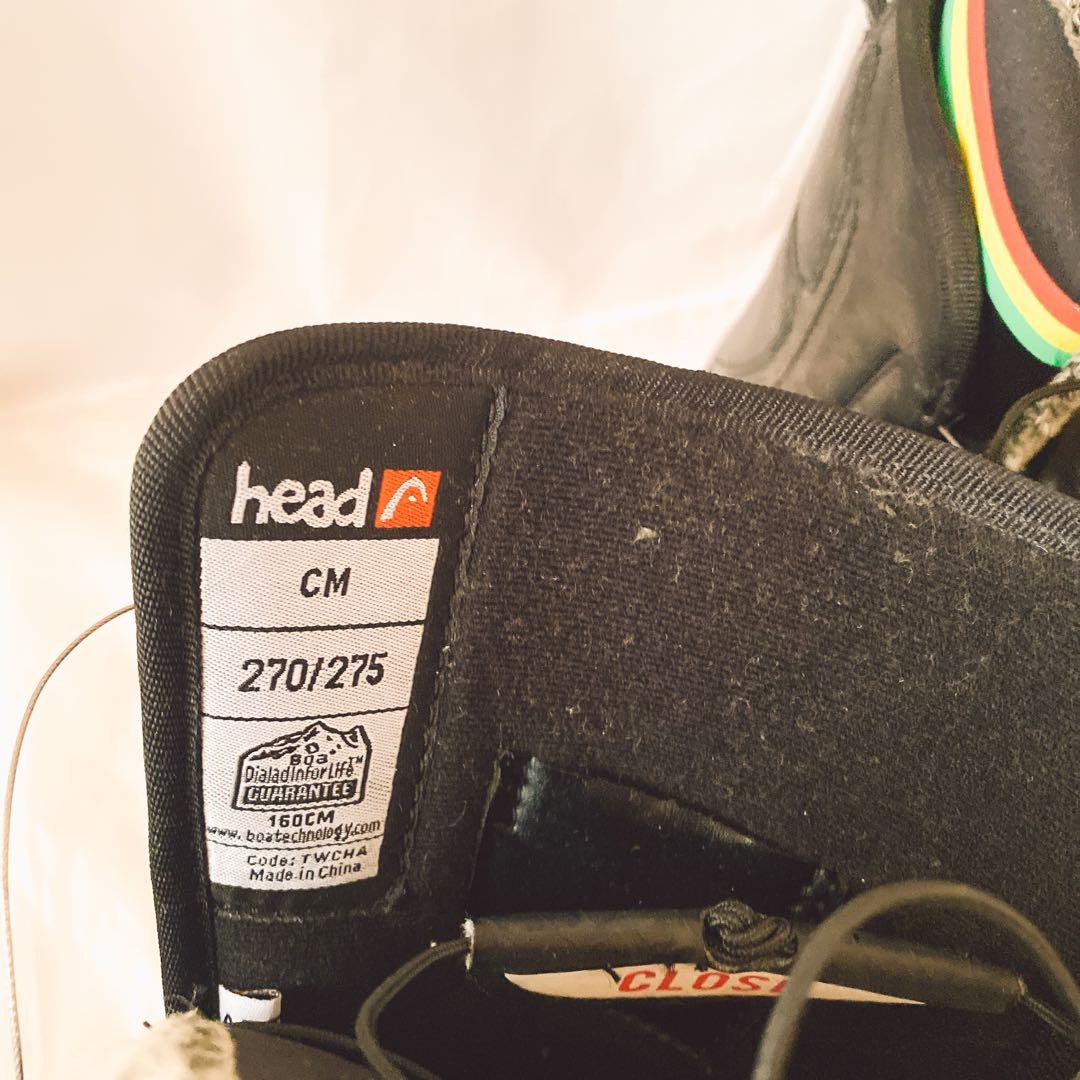 HEAD 27cm〜27.5cmスノーボードブーツ　ブラック　スノボブーツ　ボア