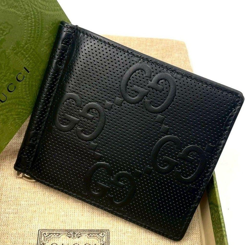 極美品 近年モデル●GUCCI マネークリップ カードケース ジャンボGG 黒