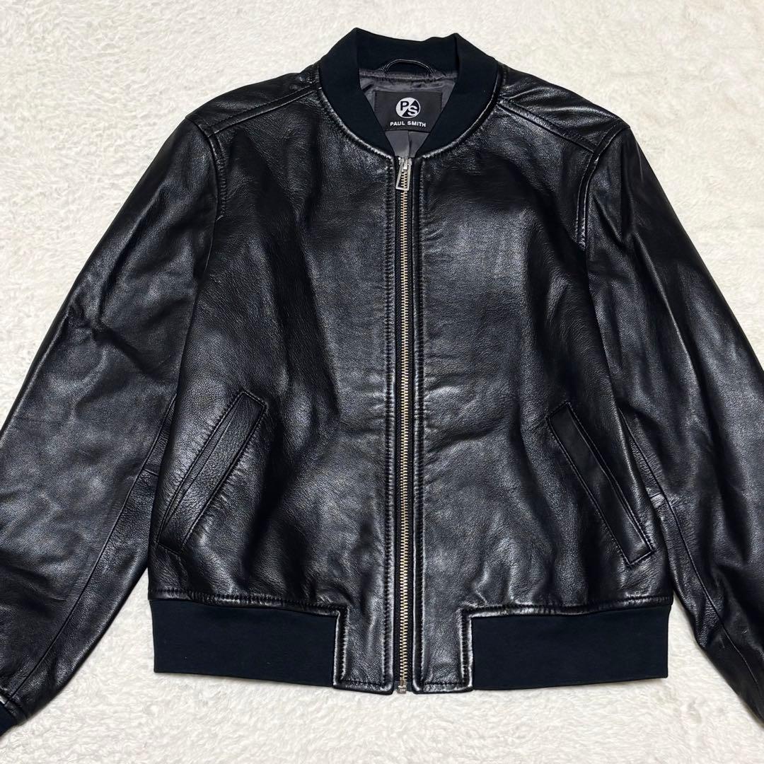 極美品　PS Paul Smith レザージャケット ラムレザー　ブラック　L