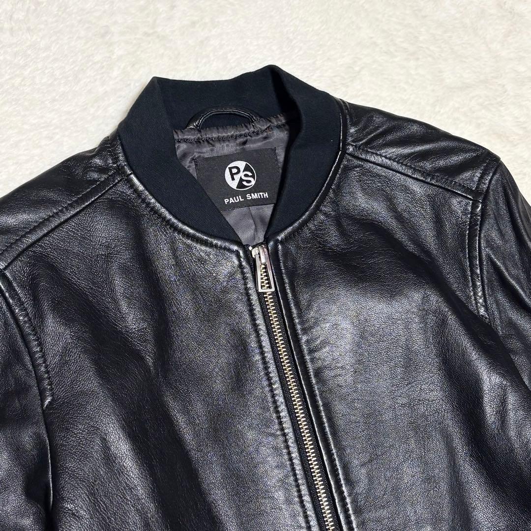 極美品　PS Paul Smith レザージャケット ラムレザー　ブラック　L