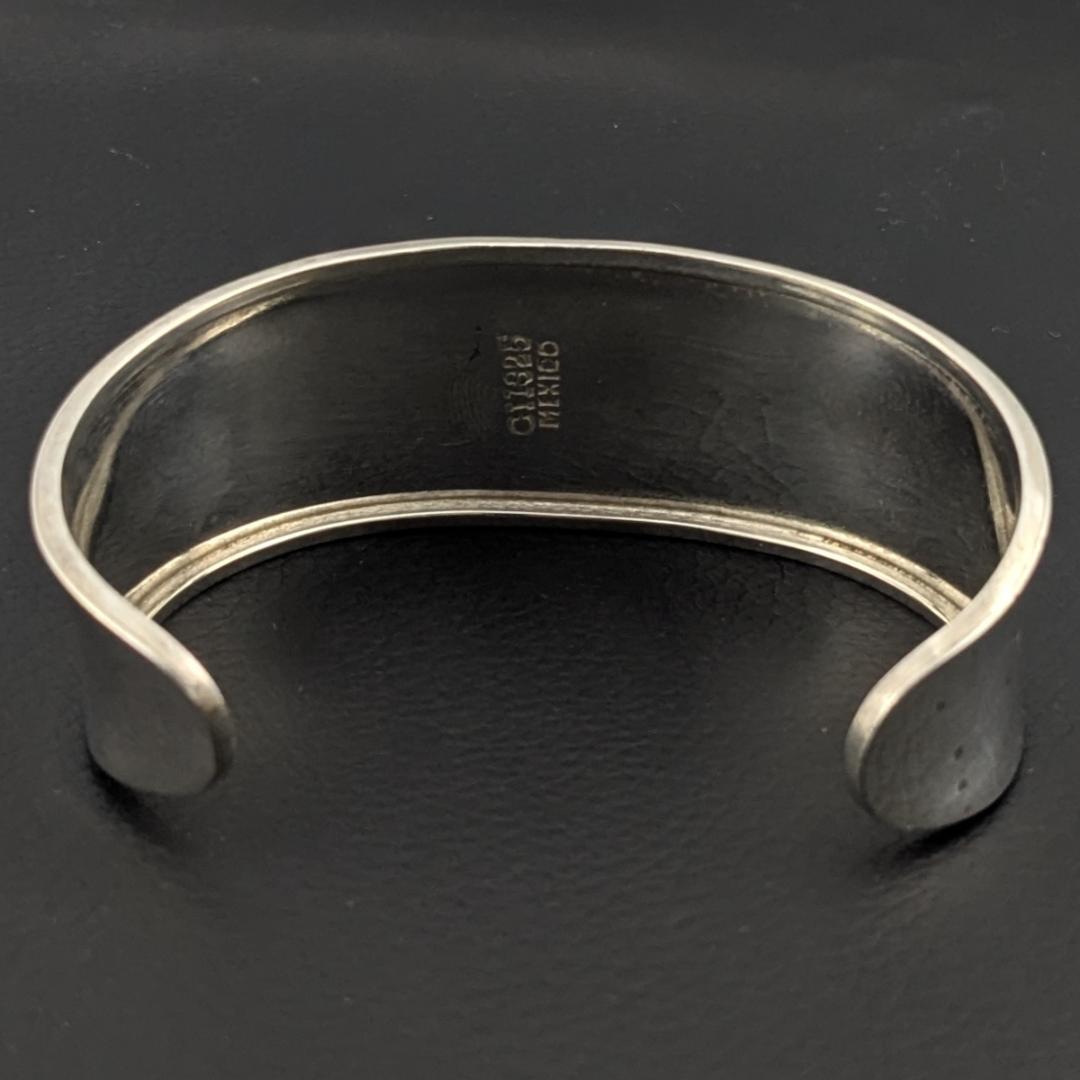 ヴィンテージ メキシカンシルバー925 オニキス バングル 22g