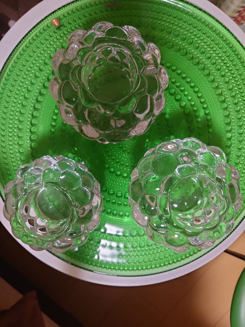 オレフォスorrefors キャンドルホルダー ラズベリー 大2小1セット