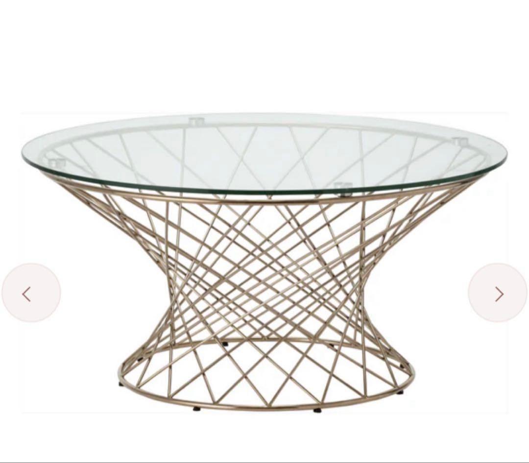 【美品】Francfranc スピン コーヒーテーブル ガラス×ゴールド