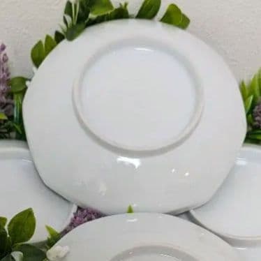 中村清六作　白磁手彫り牡丹絵六角皿佐賀県重要無形文化財](5客)　未使用