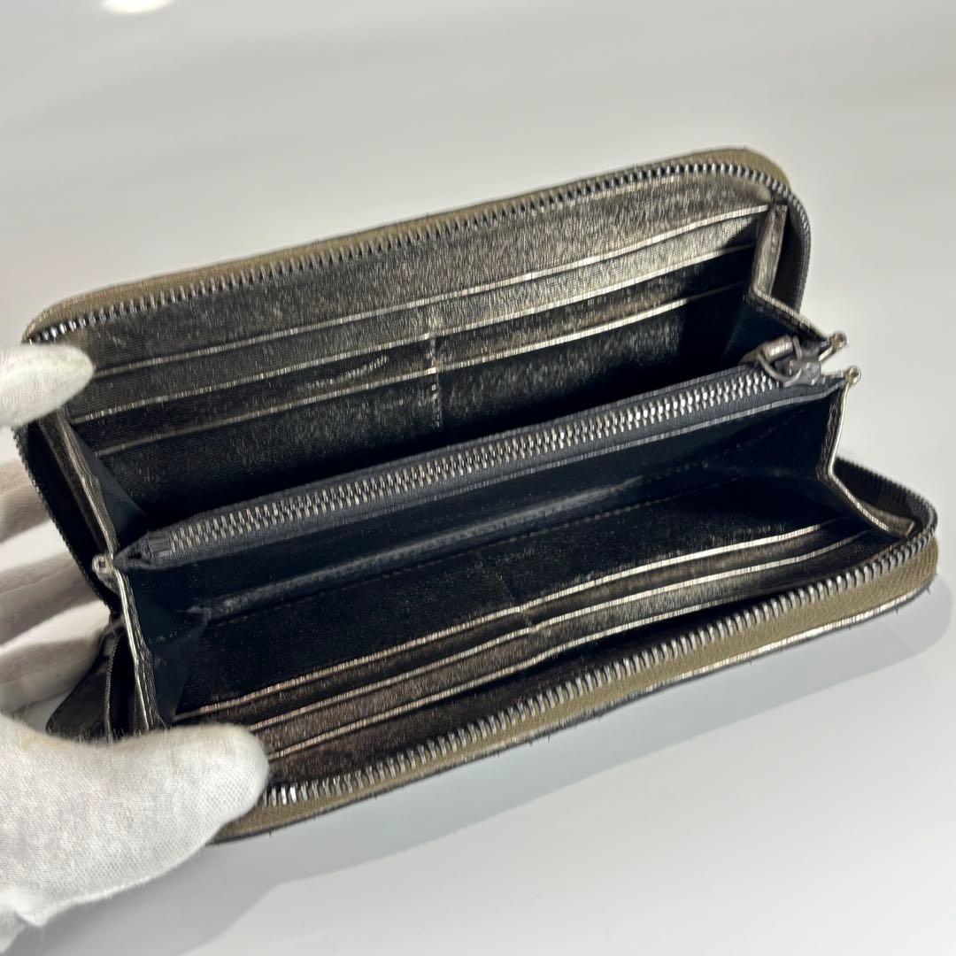 ボッテガヴェネタ 長財布 ラウンドファスナー イントレチャート メタリック