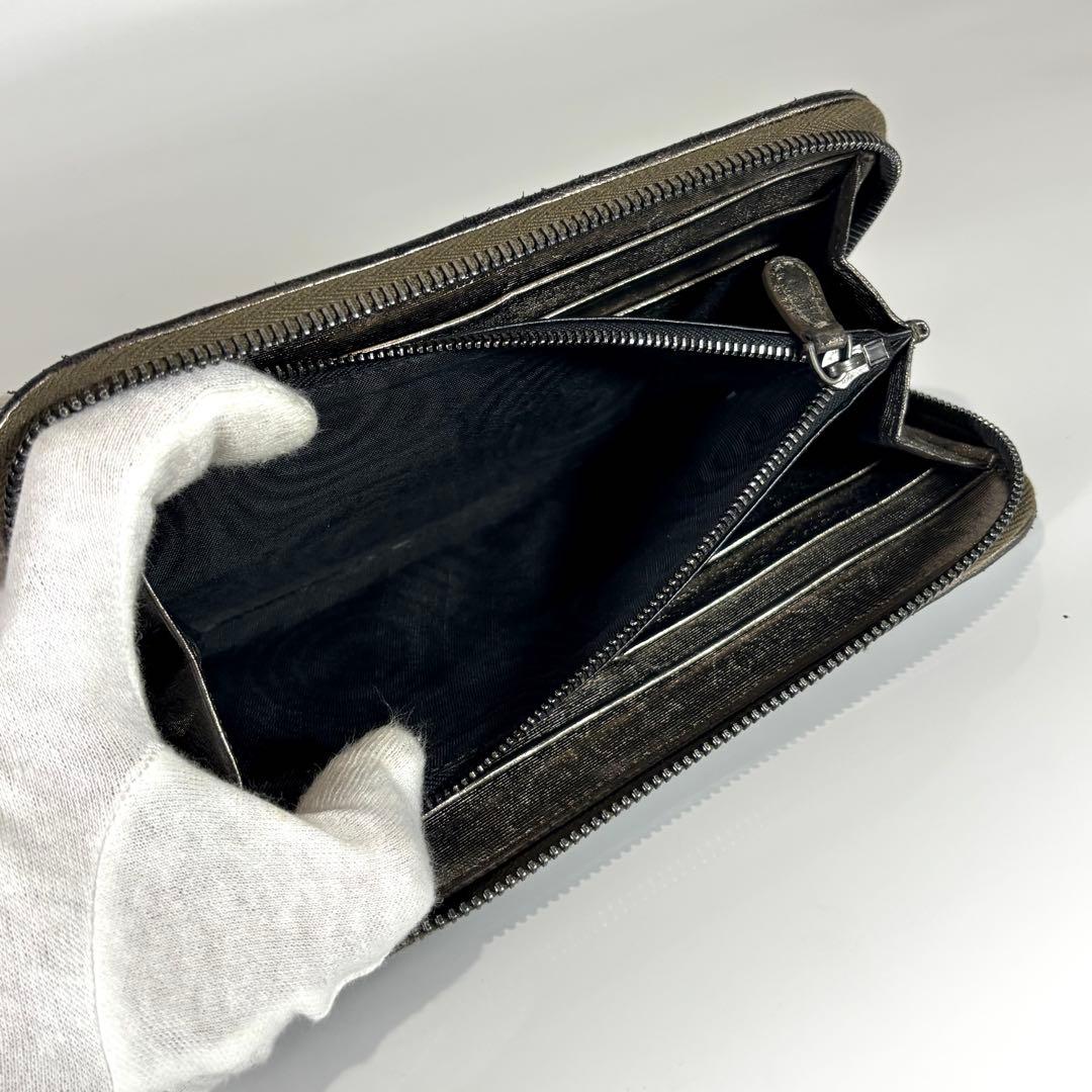 ボッテガヴェネタ 長財布 ラウンドファスナー イントレチャート メタリック