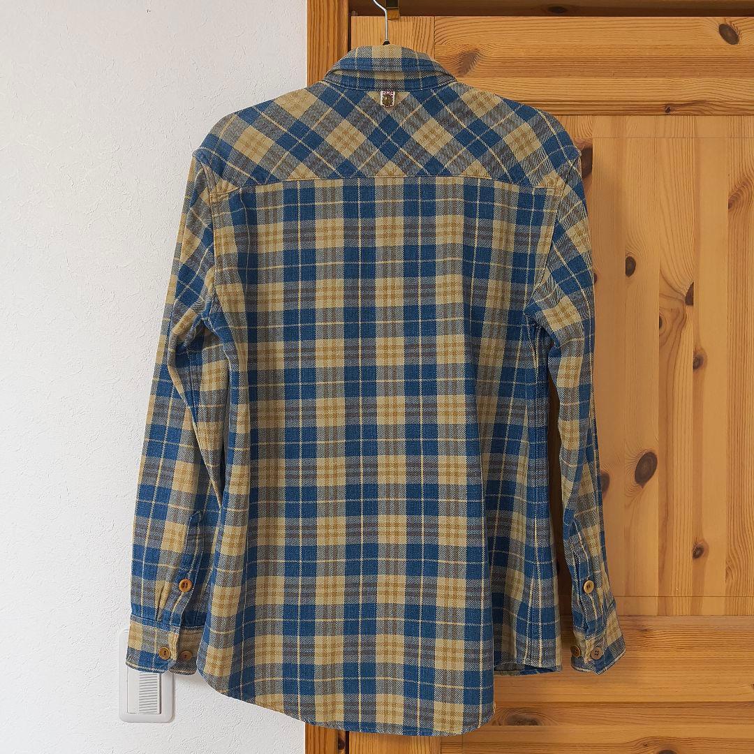 visvim ネルシャツ イエロー×ブルー