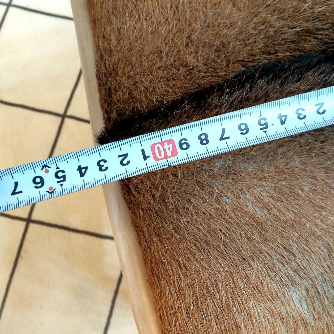 (美品)ハラコ チェア 毛皮 椅子 スツール 天然木 本革