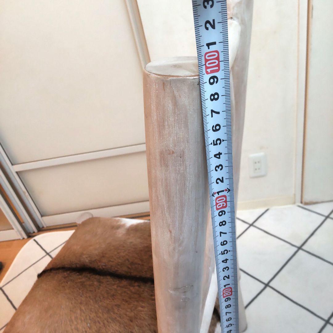 (美品)ハラコ チェア 毛皮 椅子 スツール 天然木 本革