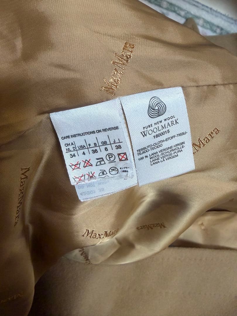 美品✨マックスマーラ 銀タグ 100%ウール チェスターコート 比翼 キャメル