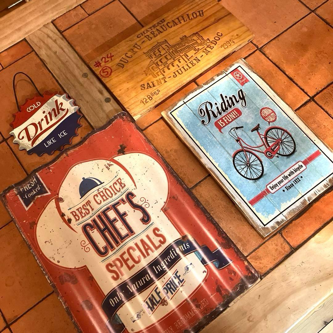 ✨ブリキ看板　サインボード　ウォールボード　ケースパネル　インテリア雑貨　3点！