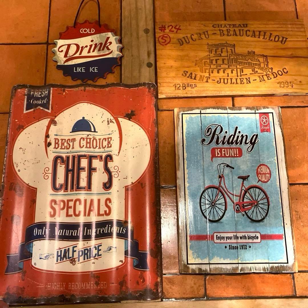 ✨ブリキ看板　サインボード　ウォールボード　ケースパネル　インテリア雑貨　3点！