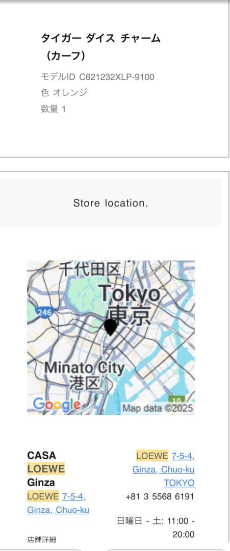 LOEWE 2025 タイガー ダイス チャーム オレンジ 限定品