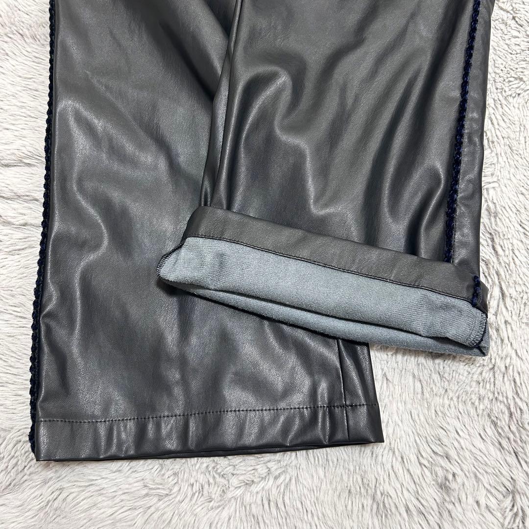 【未使用】COOHEMコーヘン　ニットサイドラインレザーパンツ　ブラック　M