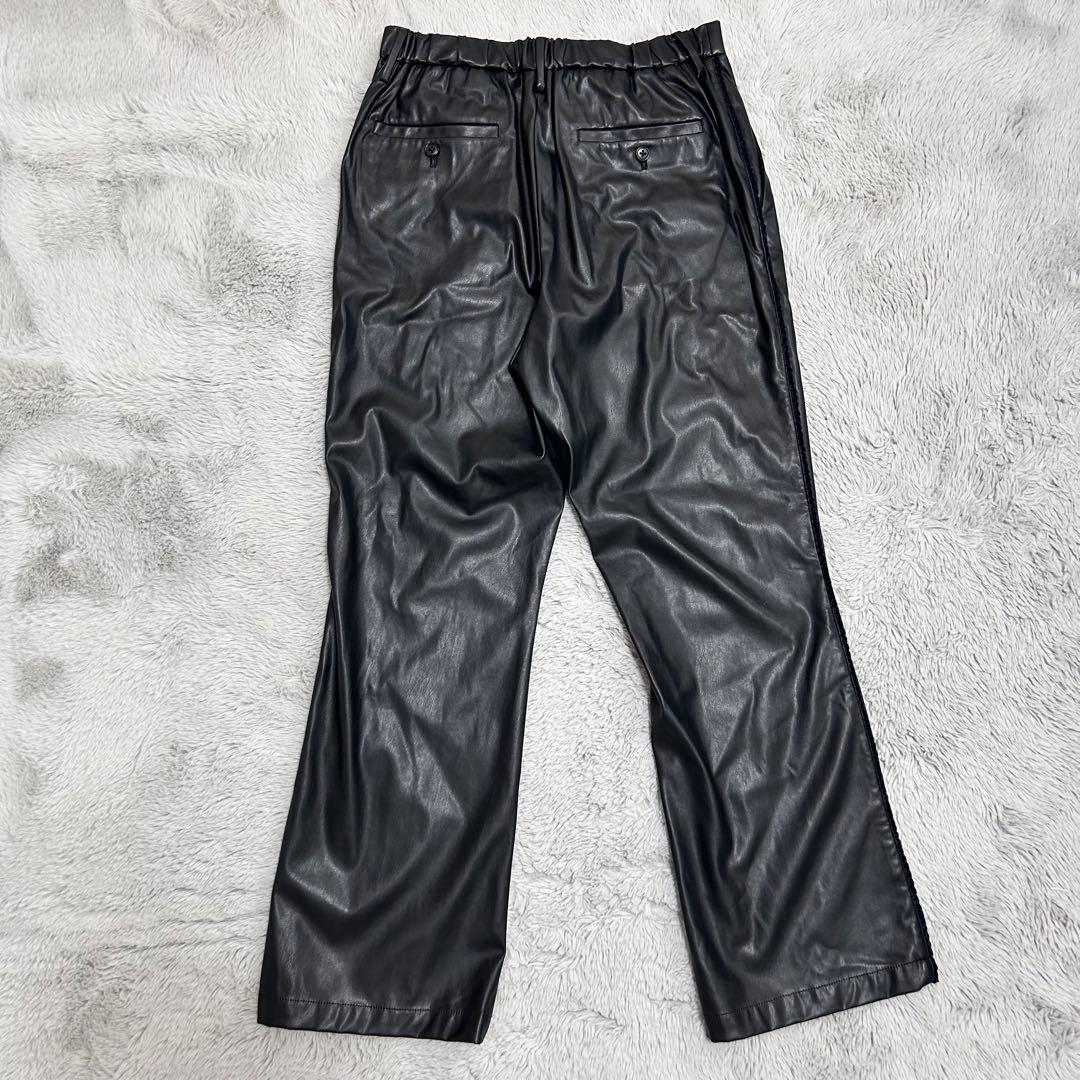 【未使用】COOHEMコーヘン　ニットサイドラインレザーパンツ　ブラック　M