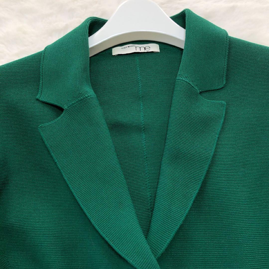 イッセイミヤケ*プリーツ　シャツ　ジャケット　襟　緑　グリーン　日本製