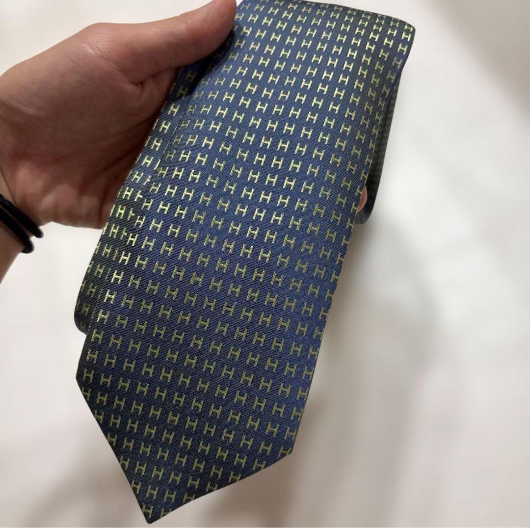 HERMES ネクタイ　エルメス　ファソネ　H柄　ジャガード高級