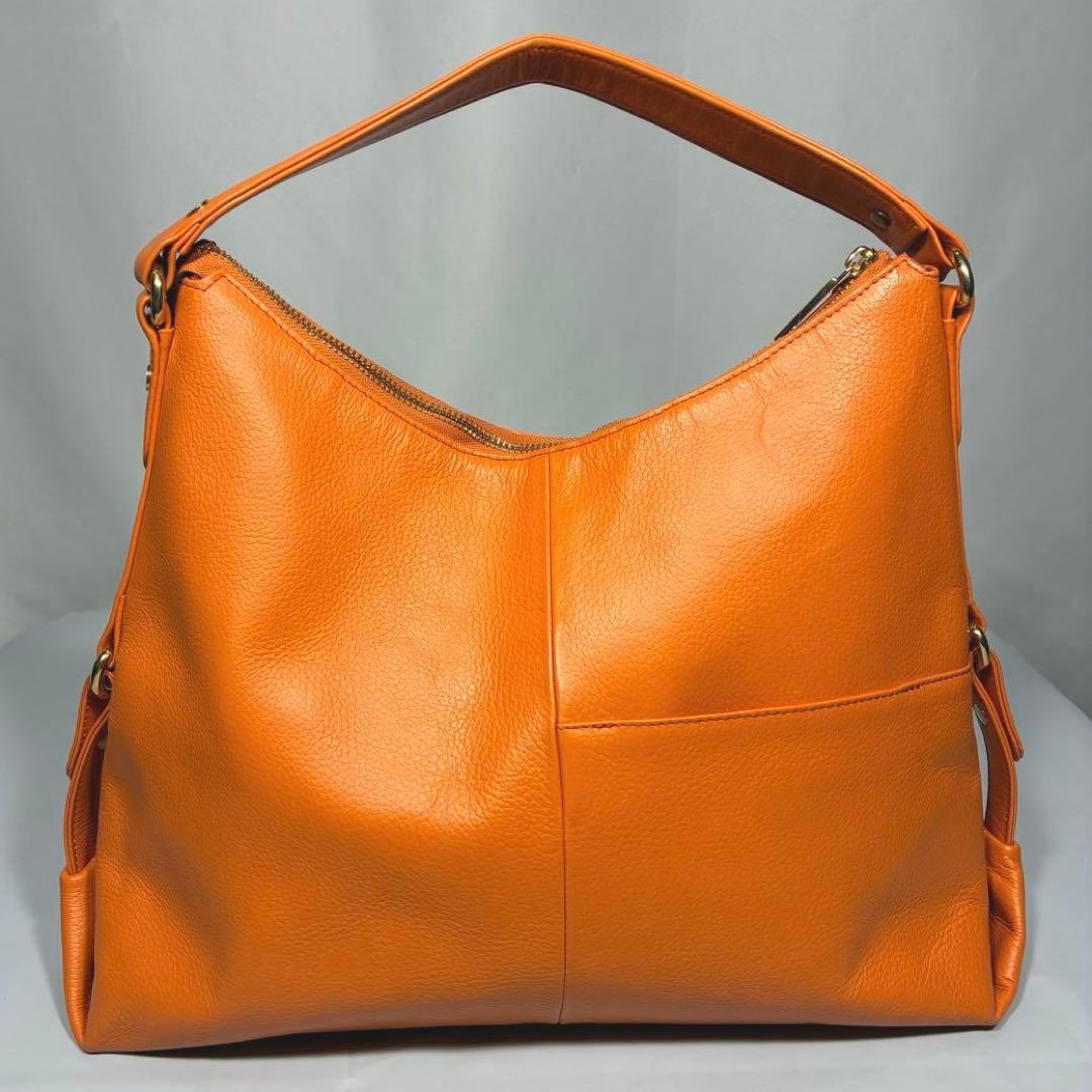 HAMANO 本革 2way トートバッグ オレンジ 傳濱野 レザー 皇室御用達