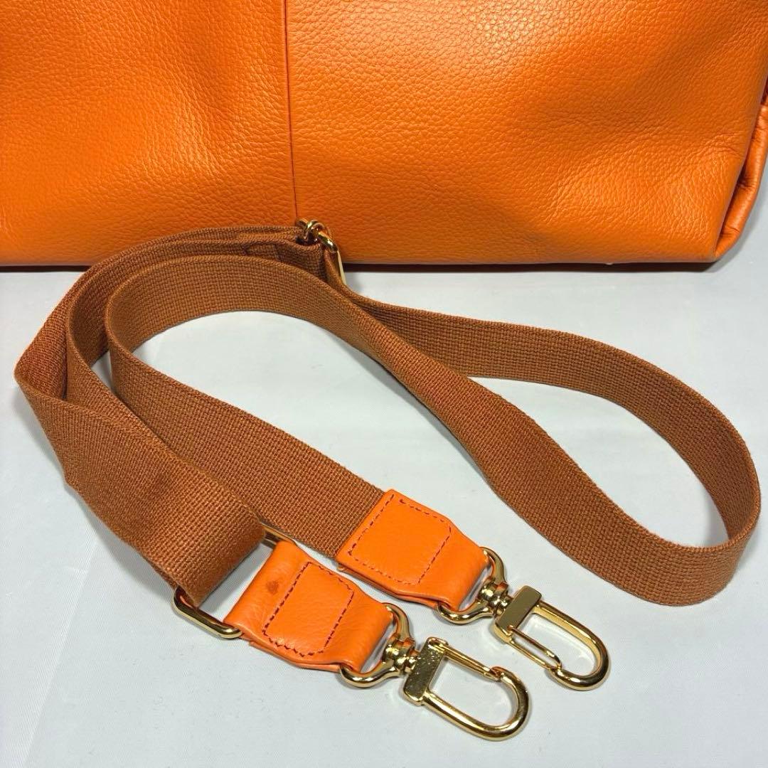 HAMANO 本革 2way トートバッグ オレンジ 傳濱野 レザー 皇室御用達