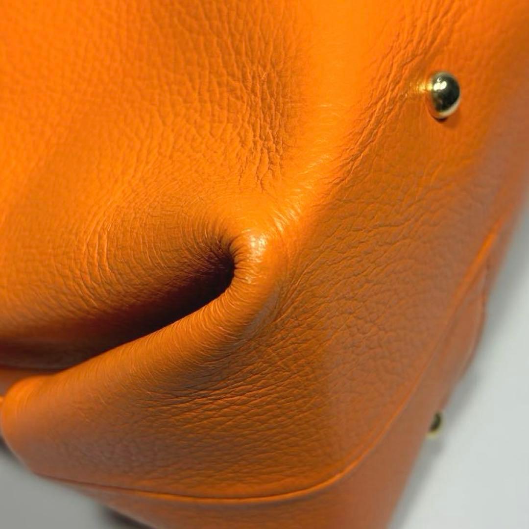 HAMANO 本革 2way トートバッグ オレンジ 傳濱野 レザー 皇室御用達