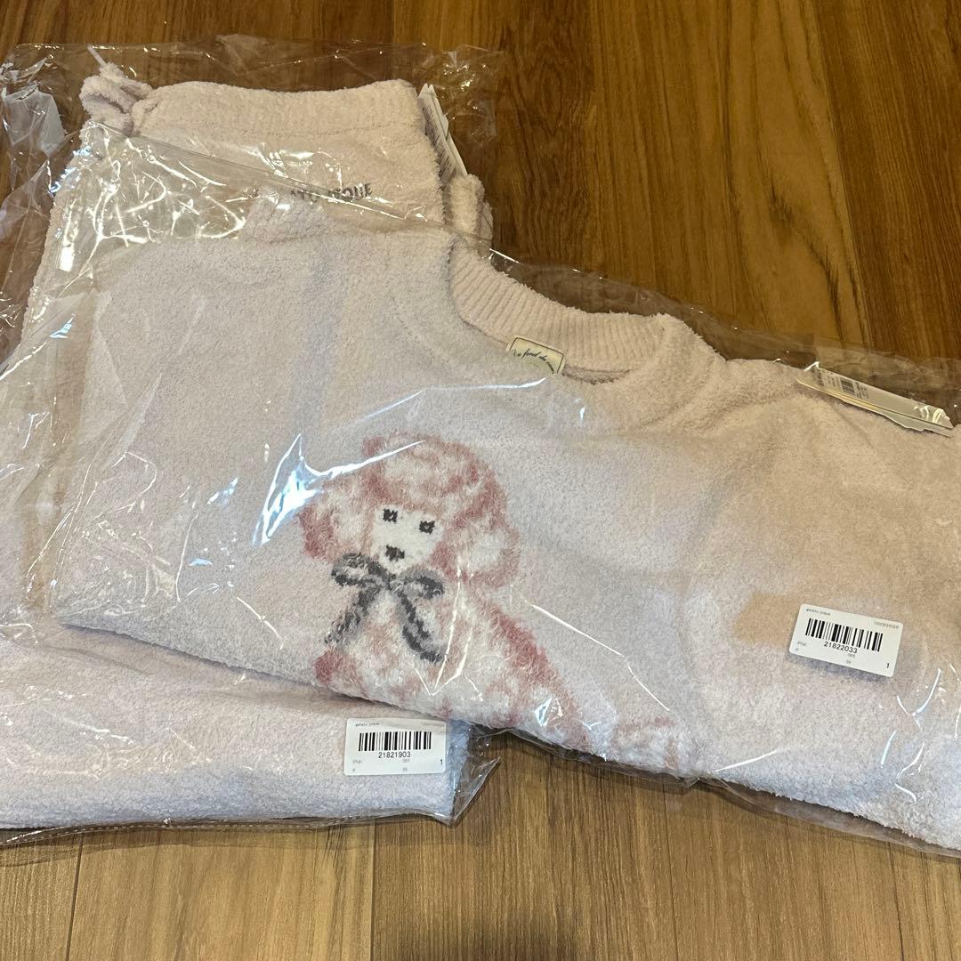 ジェラートピケ プードルジャガードプルオーバー&ロングパンツ　2点セット　ピンク