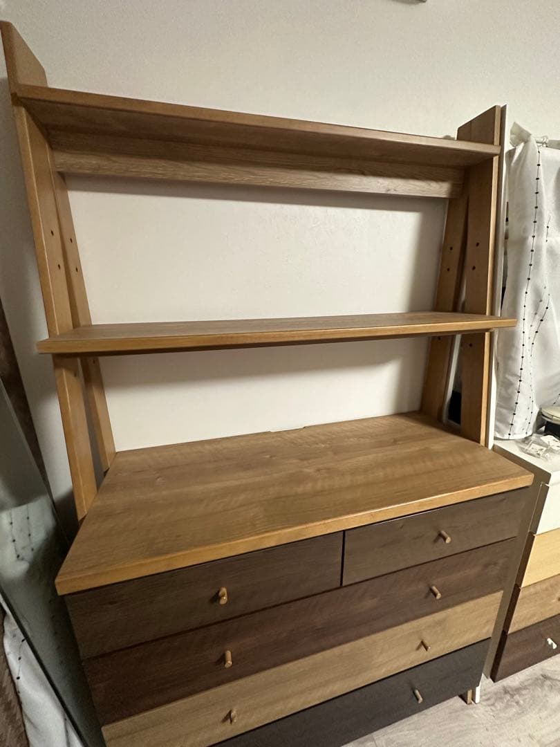 木製シンプルチェスト 5段引き出し付き