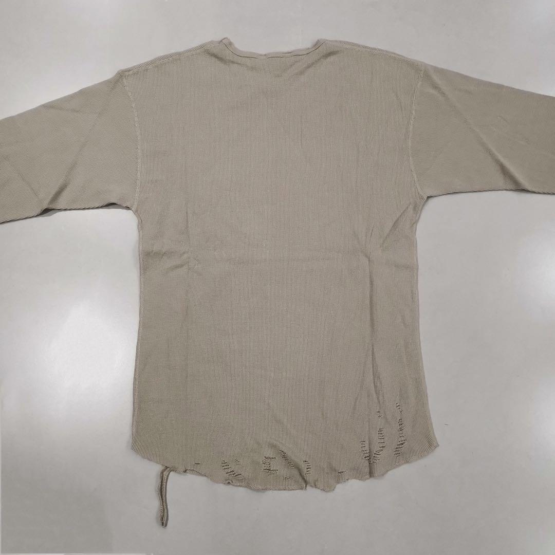 ANCELLM ダメージ ワッフルクルーネックロングスリーブティーシャツ ２