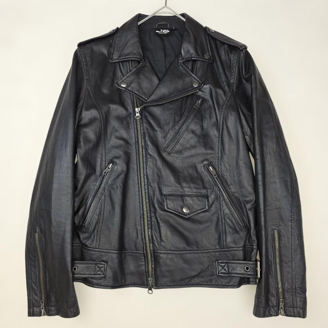 あけぼー様✨【美品 羊革 希少L】ジャックローズ　ダブルライダースジャケット　黒