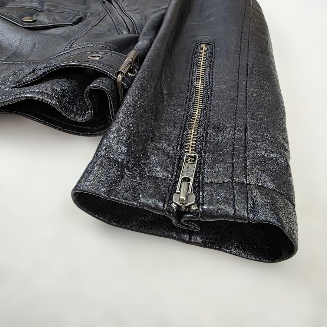 あけぼー様✨【美品 羊革 希少L】ジャックローズ　ダブルライダースジャケット　黒