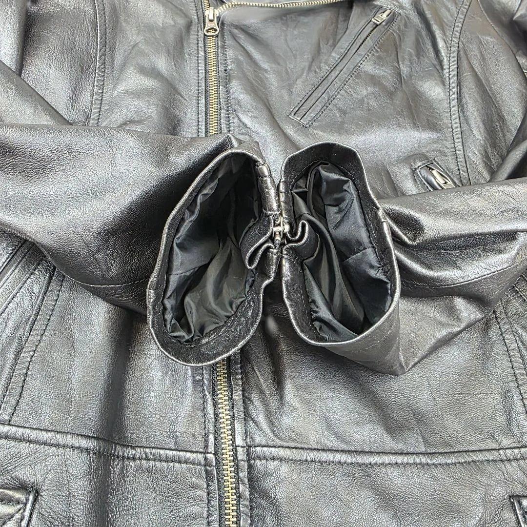 あけぼー様✨【美品 羊革 希少L】ジャックローズ　ダブルライダースジャケット　黒