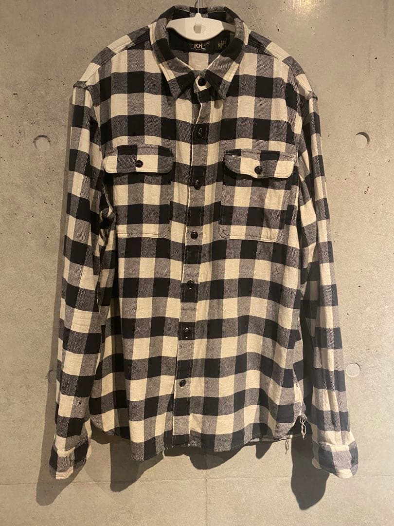 RRLバッファロー チェック ネルシャツ　ワークシャツ ラルフローレン　OVY