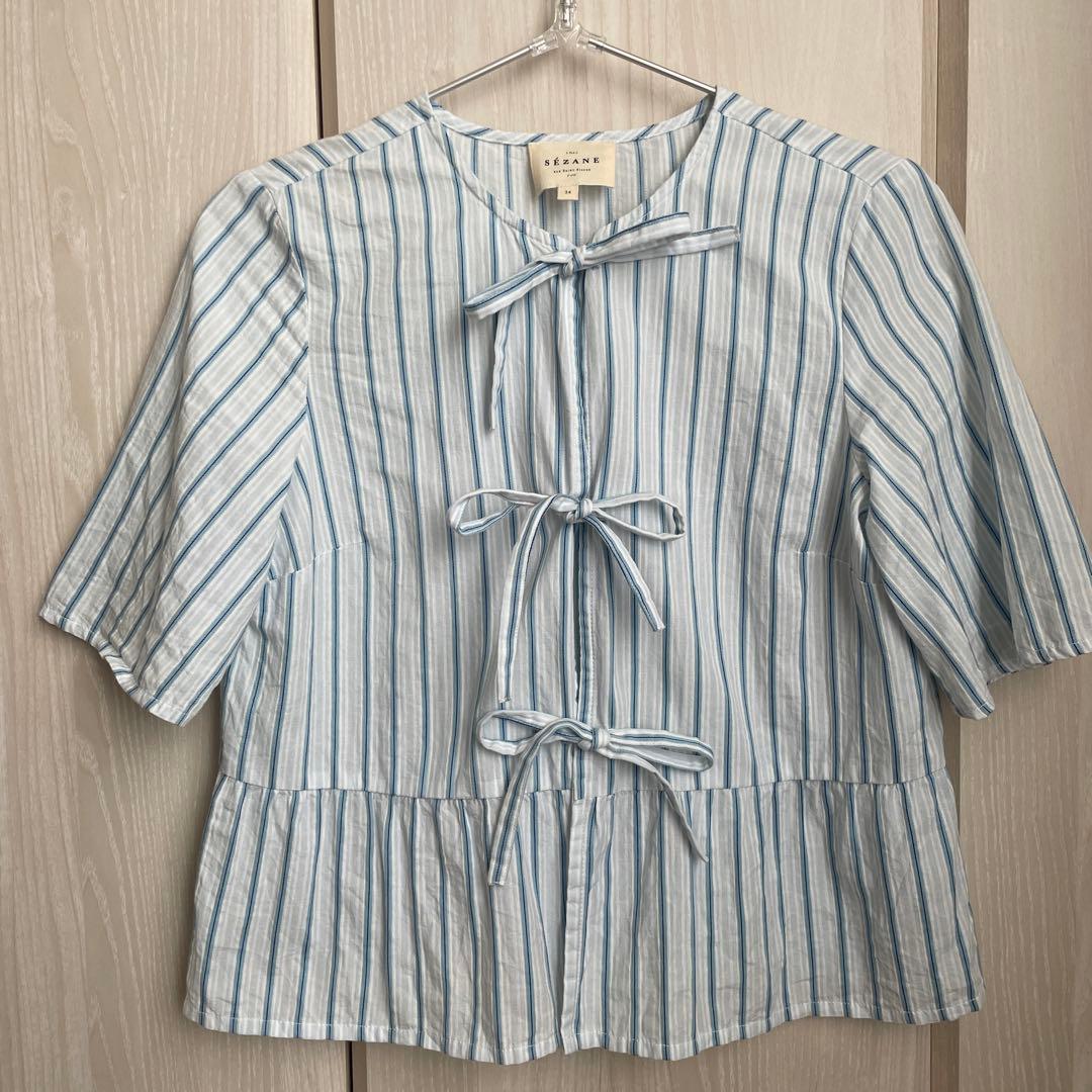 SÉZANE ストライプリボンブラウス 34