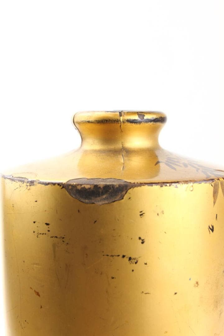 【幕末　明治時代】輸出漆器　里帰り品　鶴と竹図　沃懸地 木製花瓶