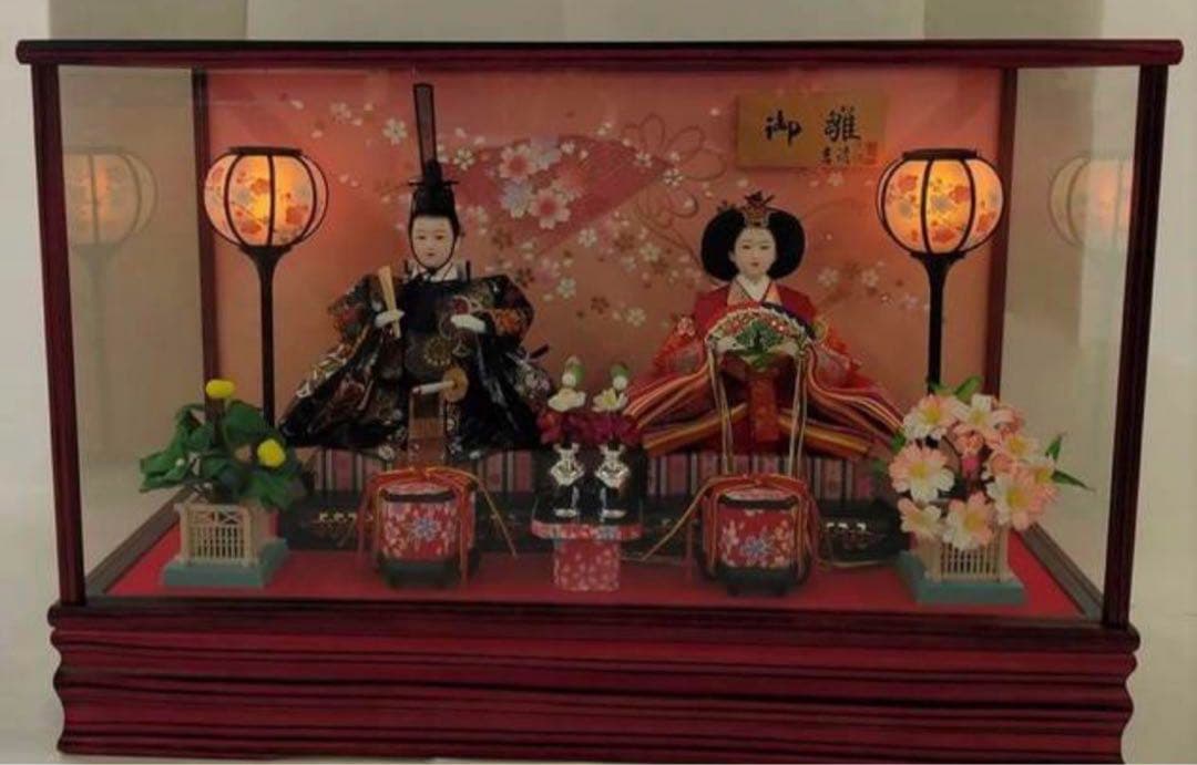 トイザラス販売品雛人形三徳ピンク桜紫檀調新品ひな祭り