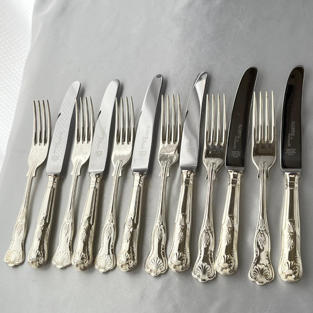 【英国】 キングスパターン デザートナイフ / フォーク 12本
