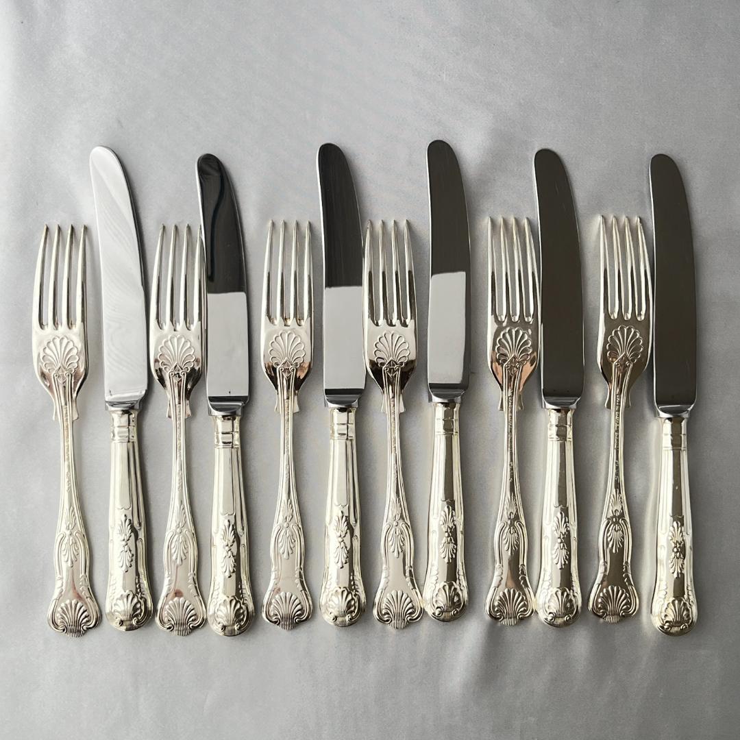 【英国】 キングスパターン デザートナイフ / フォーク 12本