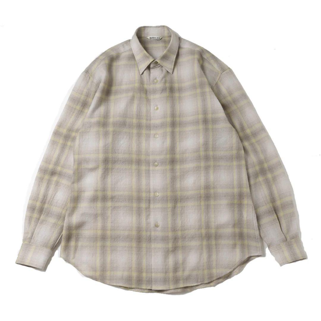 【美品】auralee AIRY WOOL CHECK SHIRT サイズ4