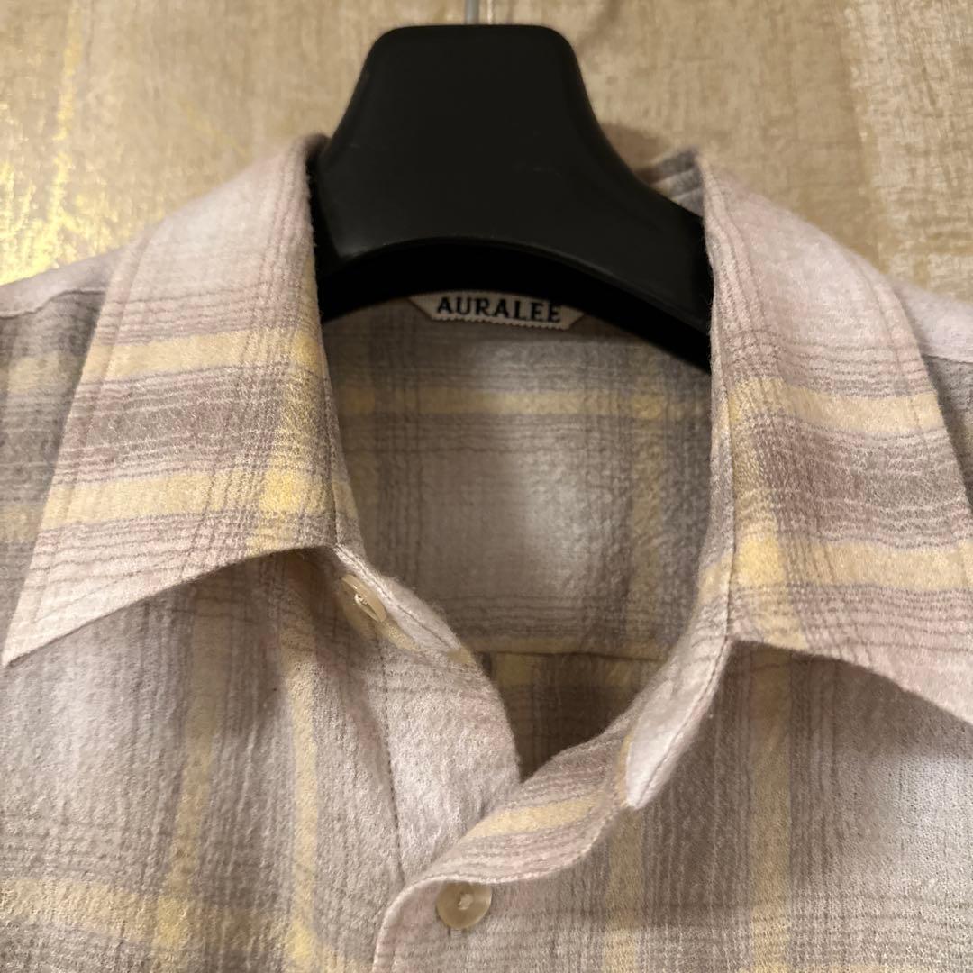 【美品】auralee AIRY WOOL CHECK SHIRT サイズ4