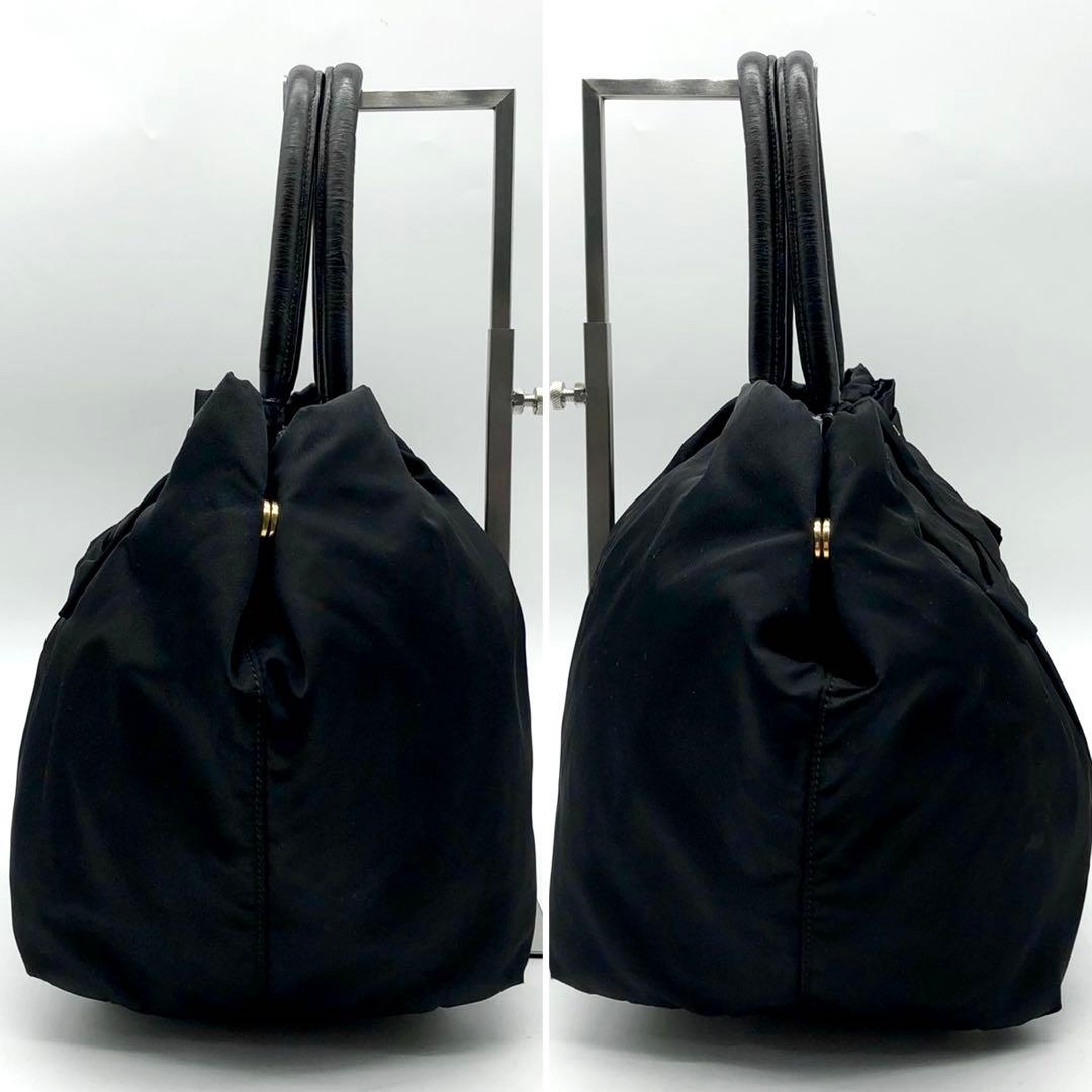 ✨美品✨プラダ トートバッグ メタルロゴ ゴールド金具 リボン テスートナイロン