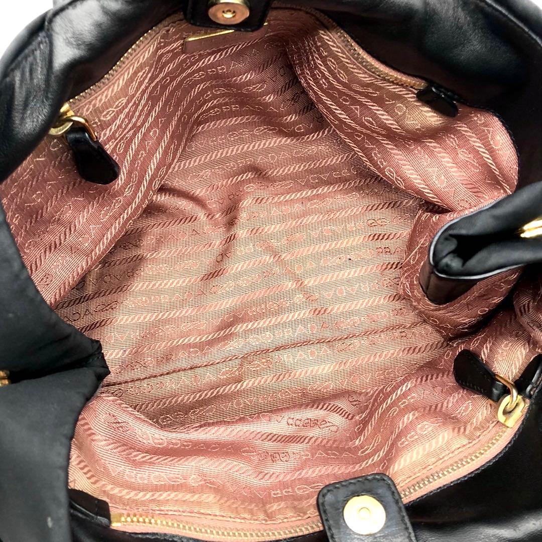 ✨美品✨プラダ トートバッグ メタルロゴ ゴールド金具 リボン テスートナイロン