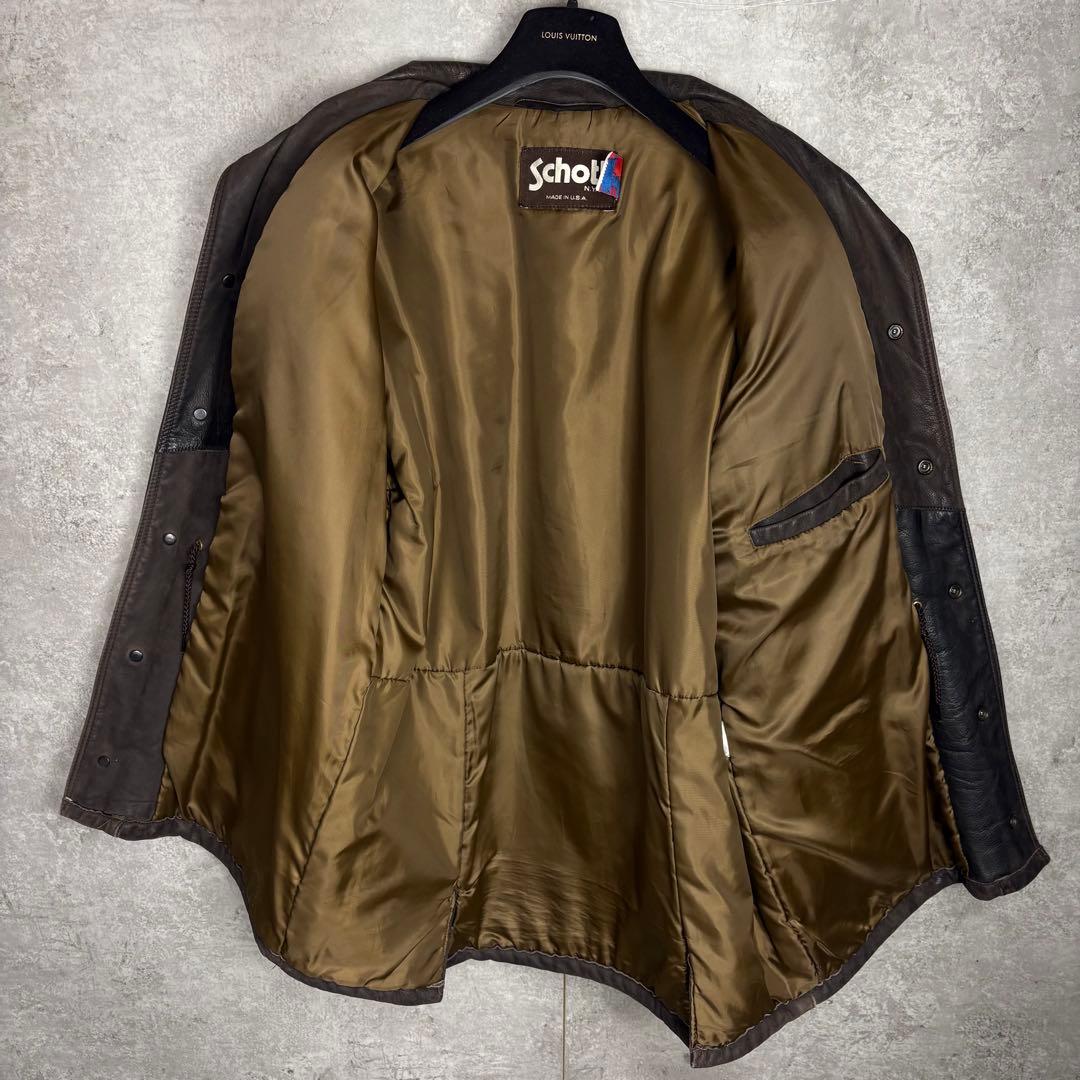 ショット Schott カーコート　42 ブラウン　レザー　茶タグ USA製