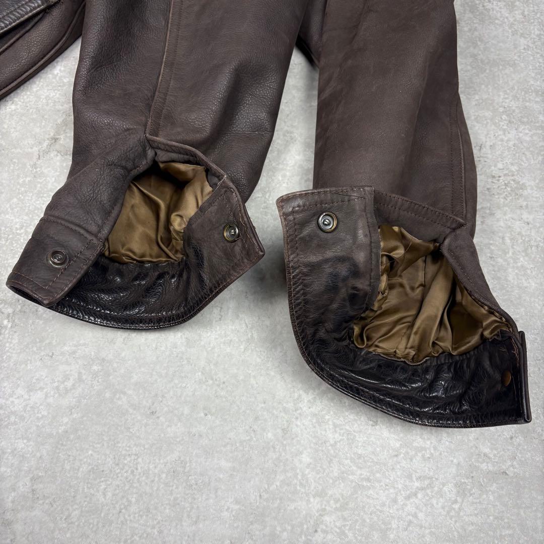 ショット Schott カーコート　42 ブラウン　レザー　茶タグ USA製