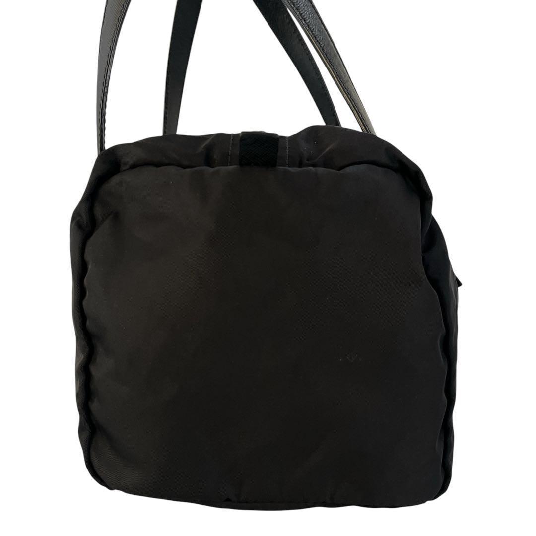 美品　プラダ　ハンドバッグ　ミニボストン　三角ロゴ　テスートナイロン　ブラック