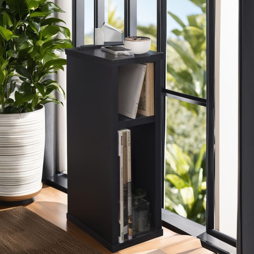 ☆ナイトテーブル コンセント付き 木製 省スペース スリム