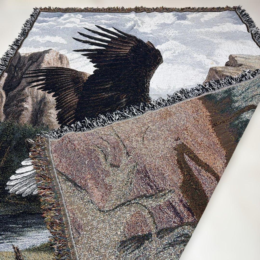 イーグル　鷹　マルチカバー　ソファカバー　ヴィンテージラグ　177x133
