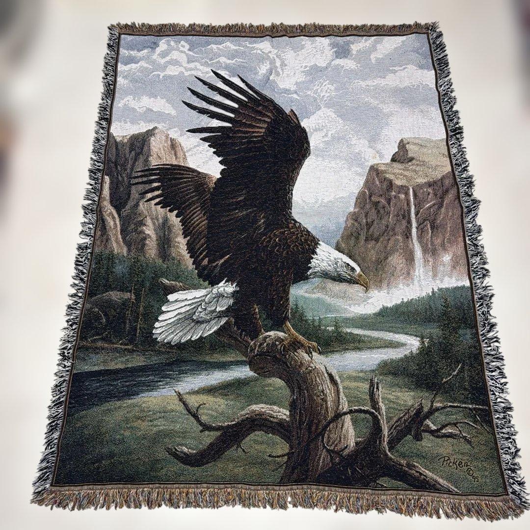 イーグル　鷹　マルチカバー　ソファカバー　ヴィンテージラグ　177x133